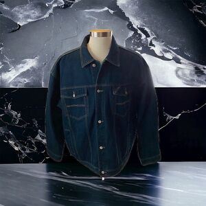 Vintage Marc Buchanan Pelle Pelle Men Dark Wash Denim  Jean Jacket Sz XXL NWT